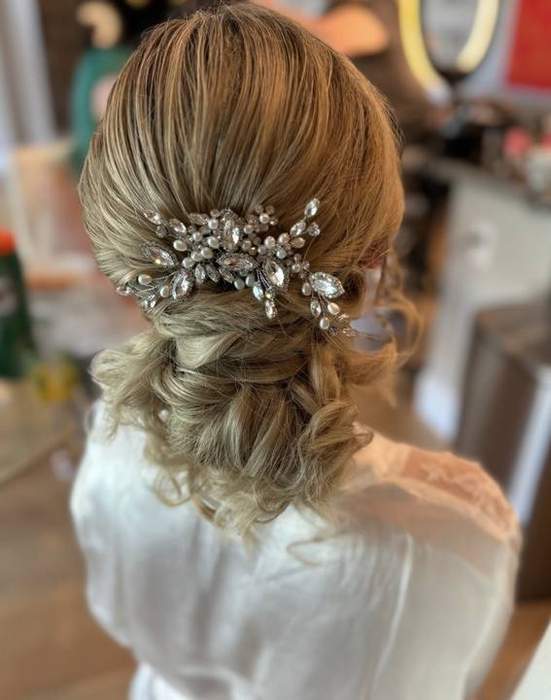 Bridal updo with crystal comb