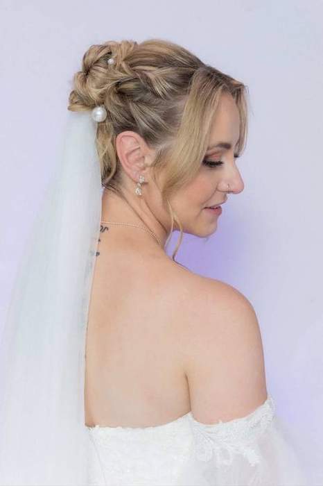 Bridal updo with veil
