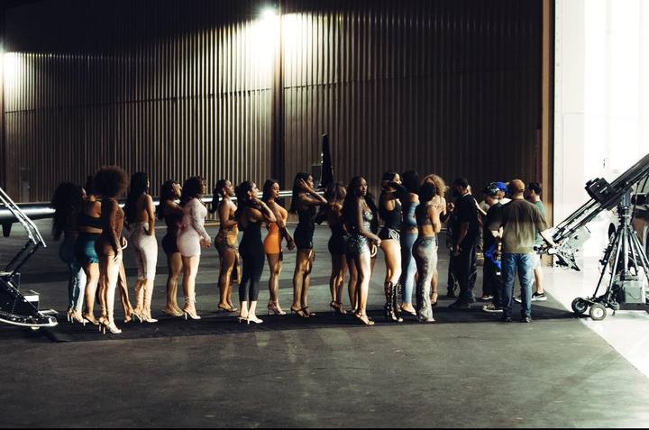 Background talent, on set